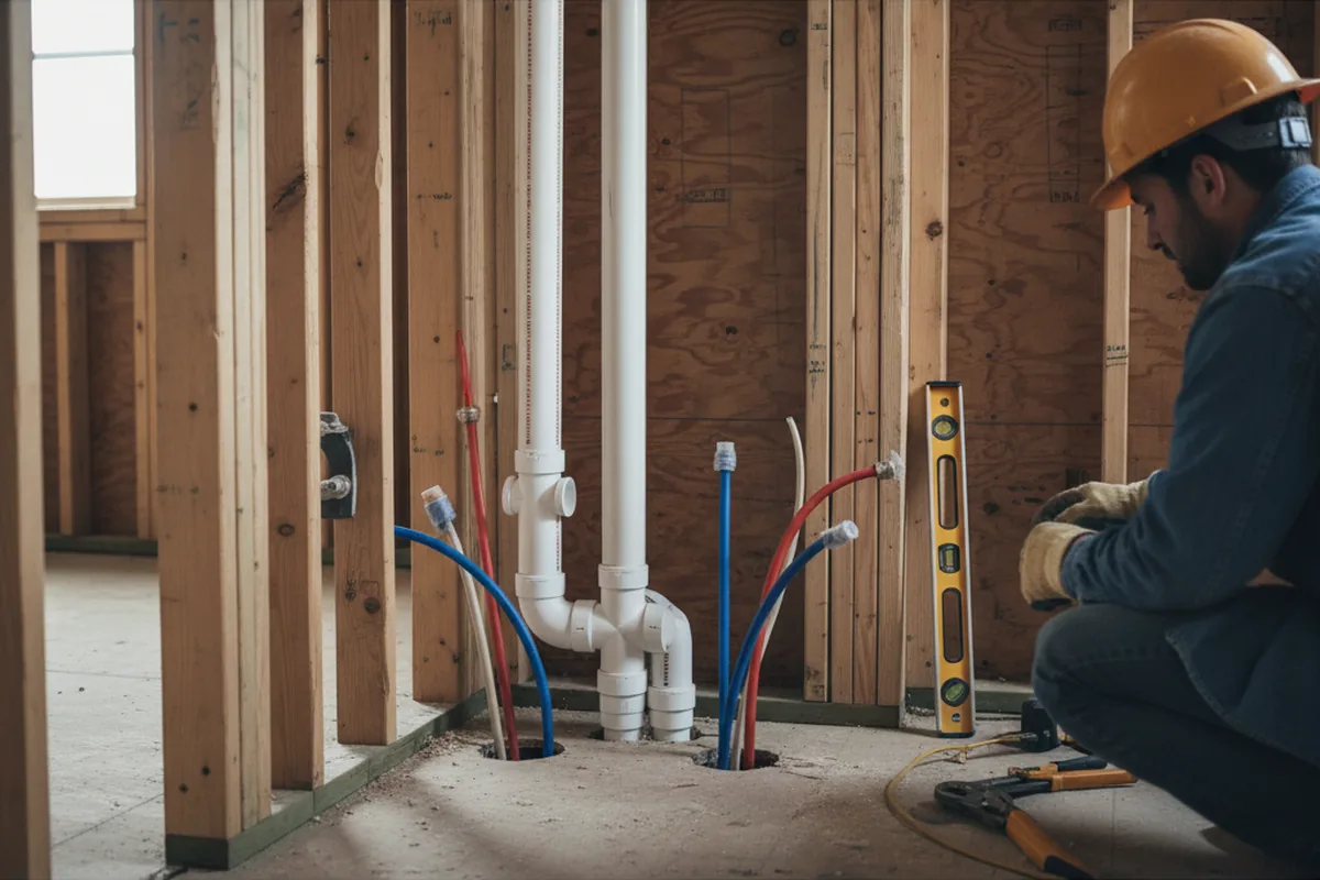 Drain and supply rough-in during Leak Detection in New Richmond